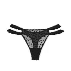 PINK Victoria’s Secret Wink Strappy Thong Panty Black Size M